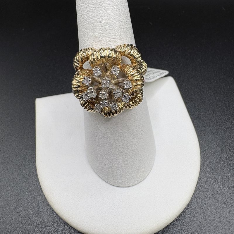14K ROSE WITH DIAMONDS COCKTAIL RING
