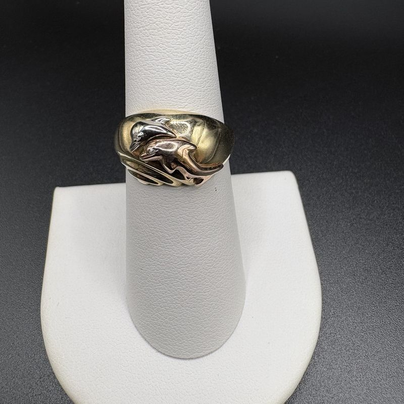 10K TRI COLORED WITH TWO DOLPHIN RG SIZE 7