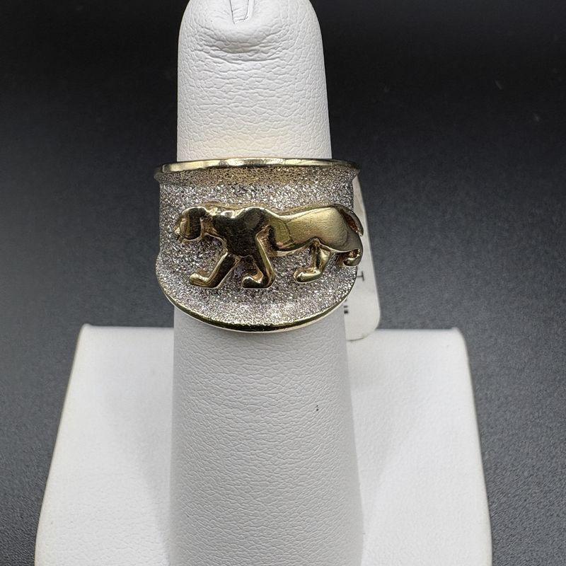14K SANDBLASTED PANTHER WIDE BAND SIZE 4.5