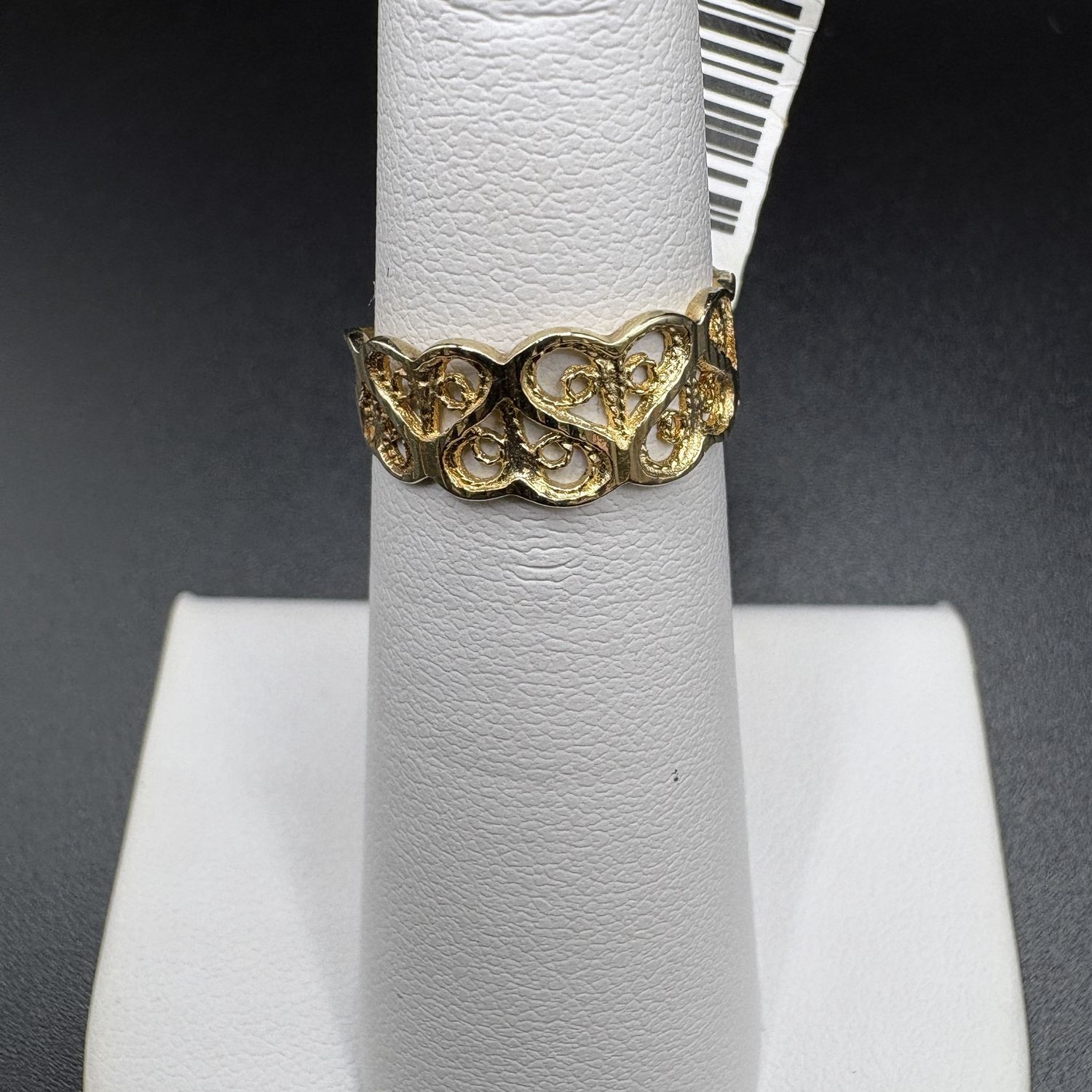 14K VINTAGE HEART FILIGREE RING SIZE 4.5