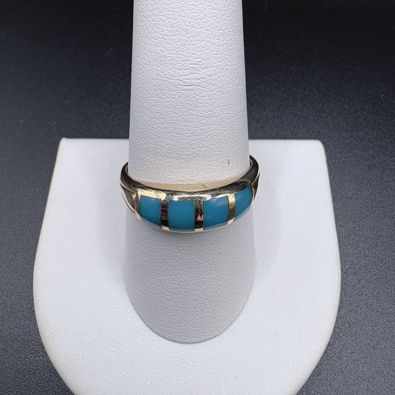 14K TURQUOISE AND GOLD BAND SIZE 9