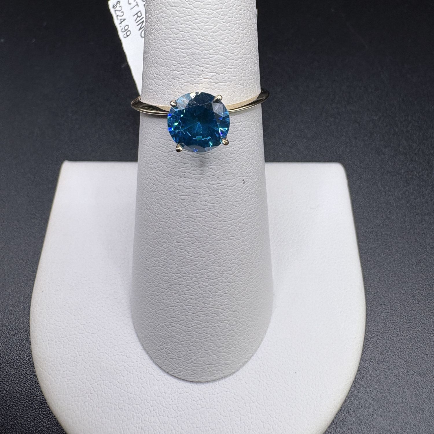 14K ROUND BLUE ZIRCON 1CT RING SIZE 6