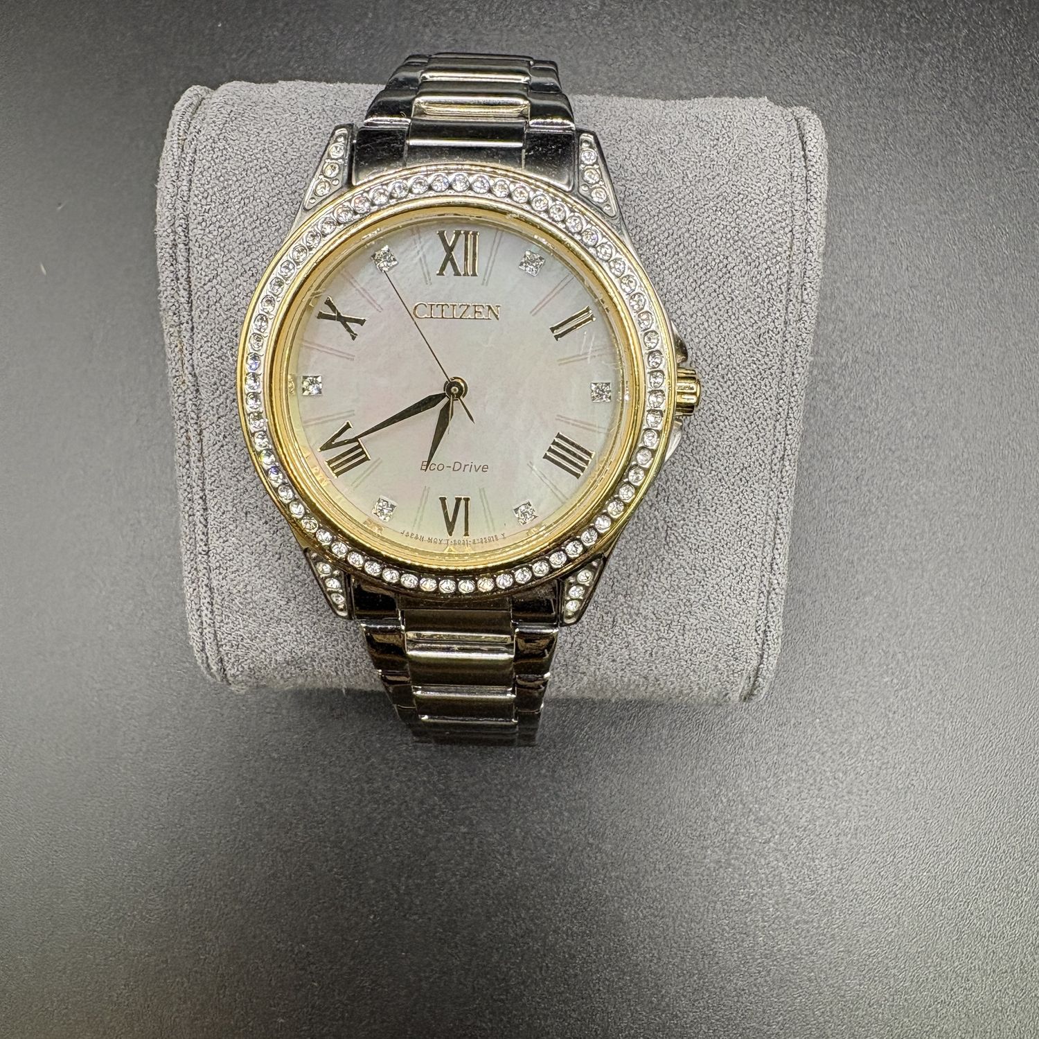 CITIZEN ECODRIVE, LADIES MOTHER OF PEARL FACE, SWAROVSKI CRYSTALS, TWO TONE