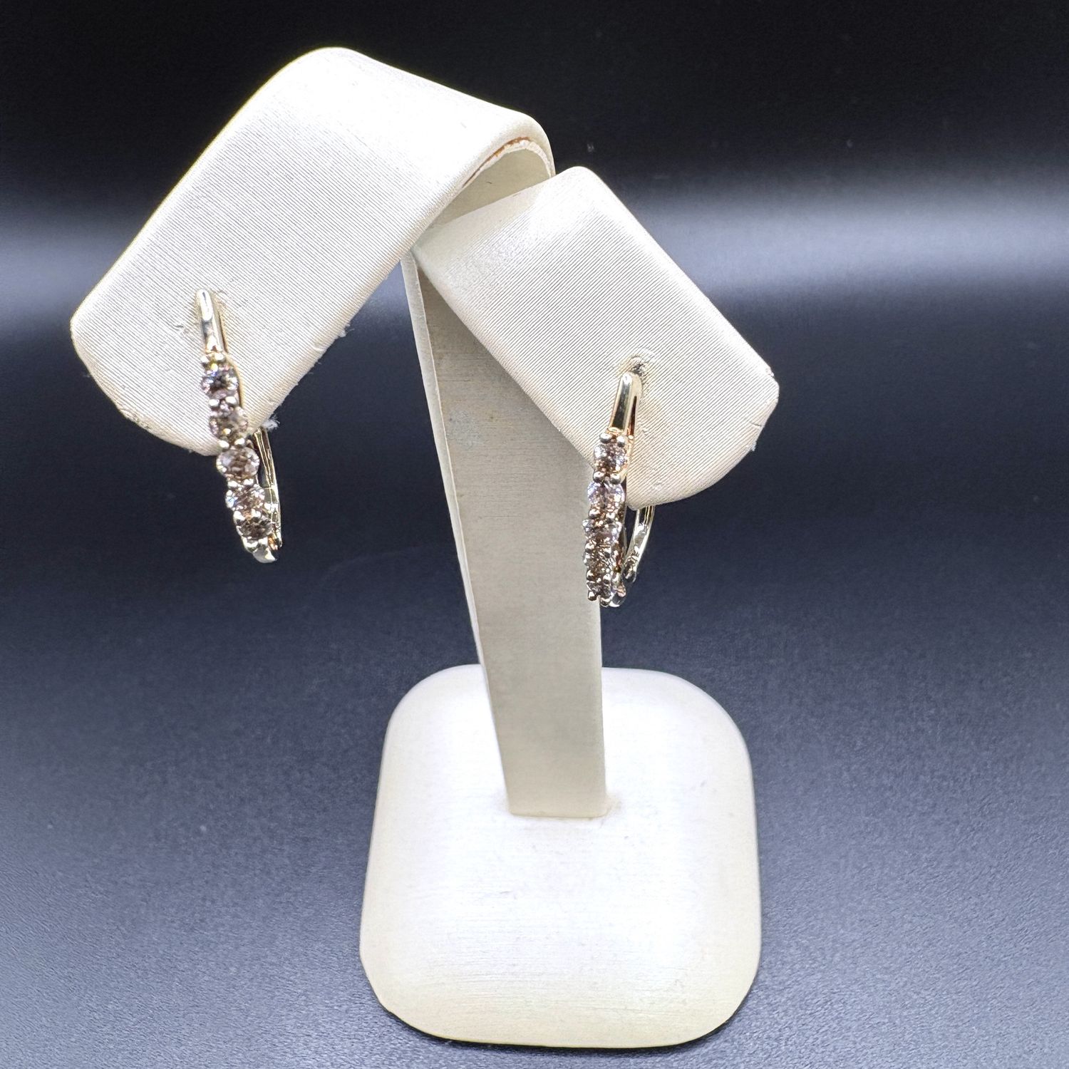 10K 0.30 CHAMPAGNE DIAMONDS, OBLONG HOOPS, 2.58