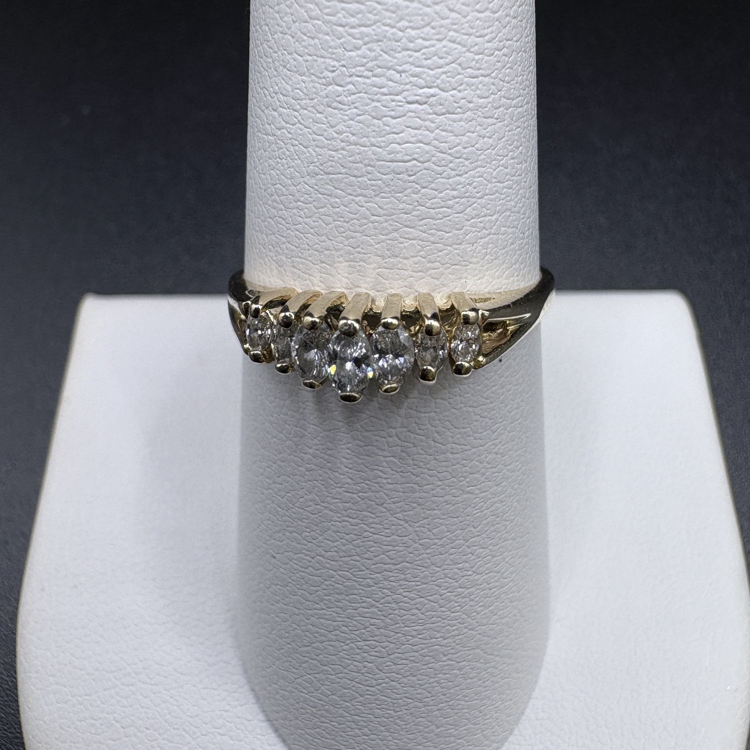14K 0.38CT SEVEN MARQUIS DIAMOND RING SIZE 8