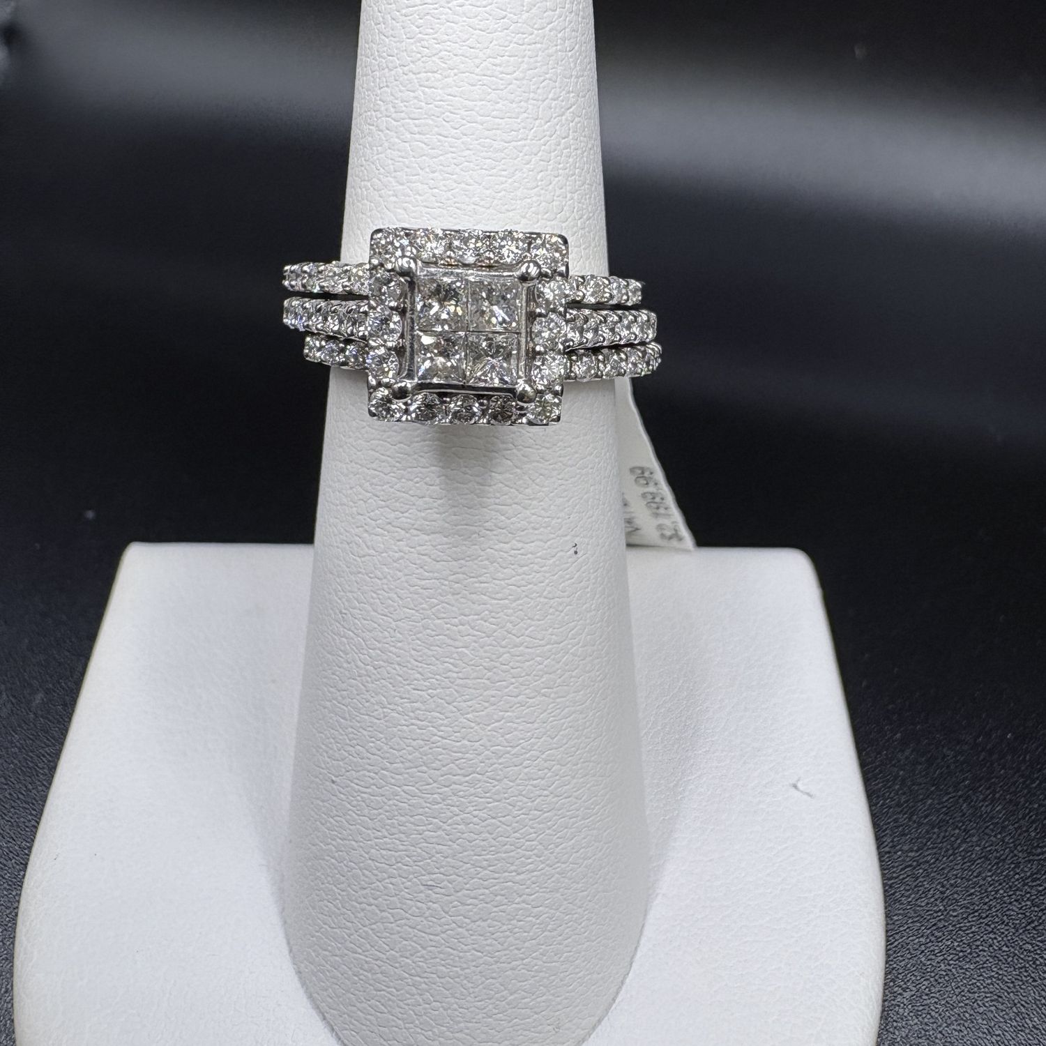 14K APROX 1.44CTW NATURAL DIAMOND, 3 RING BRIDAL SET, SIZE 6, 7.2G