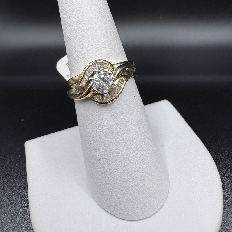 14K 0.55CT (APROX) NATURAL DIAMONDS, WEDDING SET,  SIZE 7, 5.4G