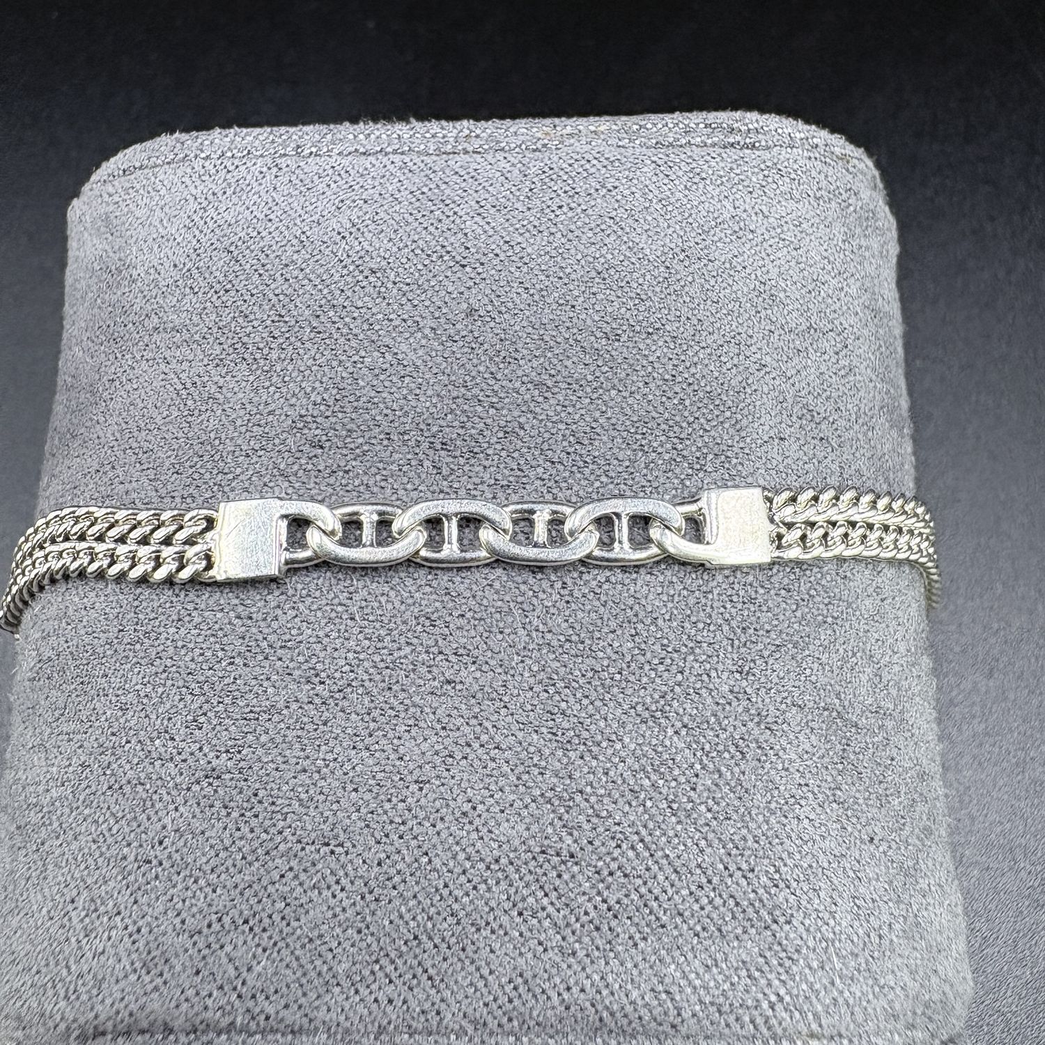 STERLING SILVER ANCHOR &amp; ROLO BRACELET 7"