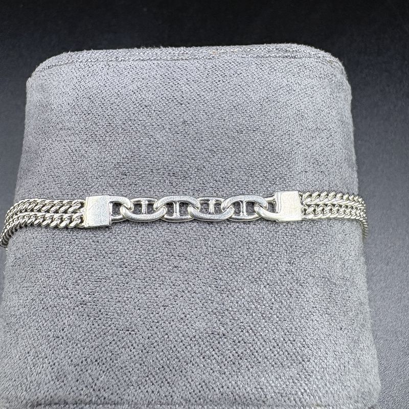 STERLING SILVER ANCHOR &amp; ROLO BRACELET 7"