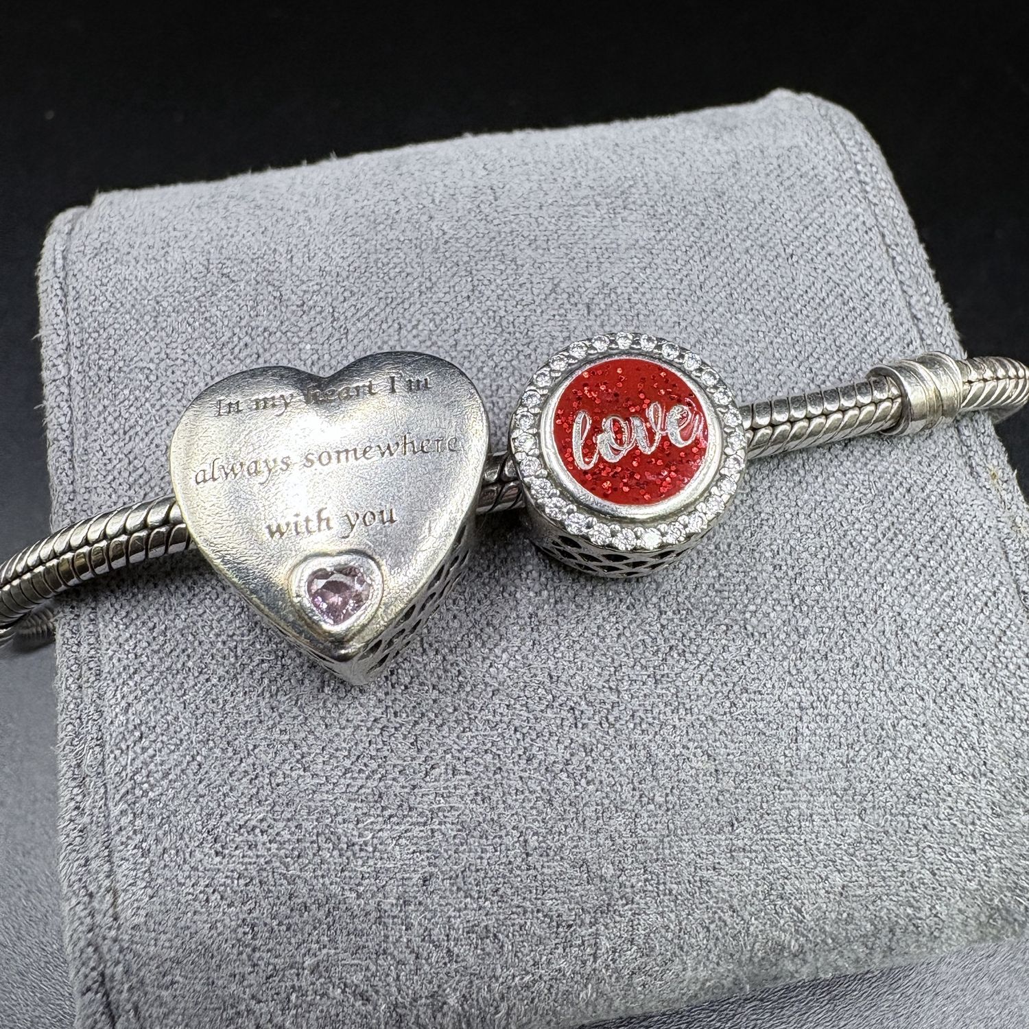 STERLING SILVER CHARM BRACELET BY PANDORA 8&quot;