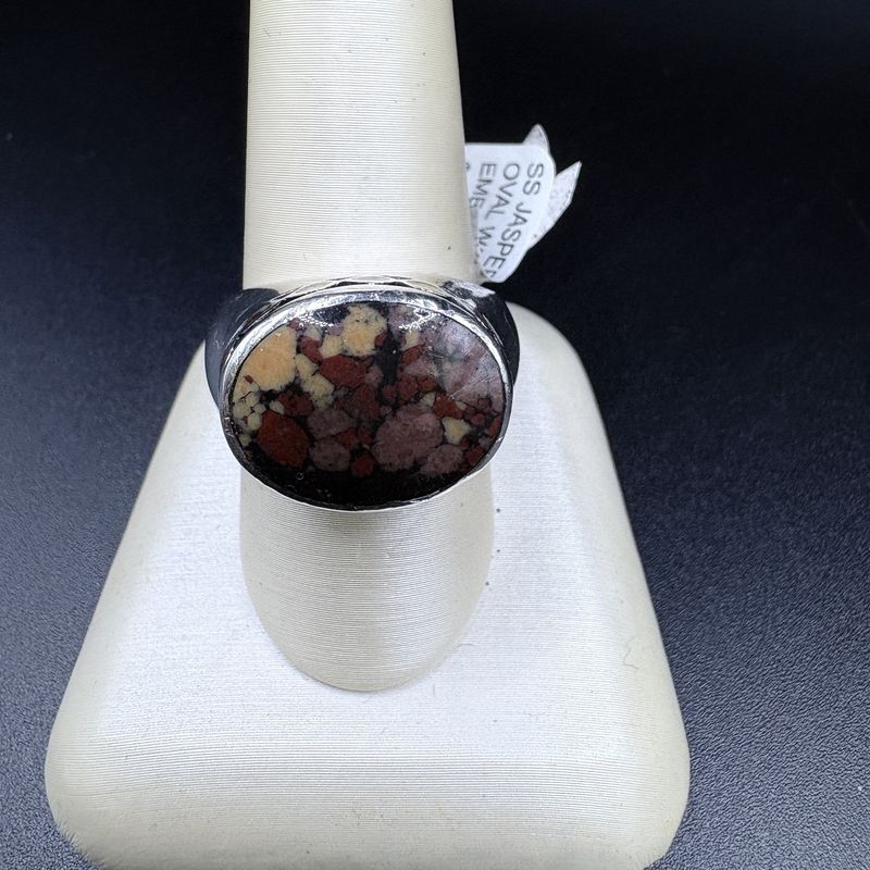STERLING SILVER OVAL JASPER RING SIZE 9