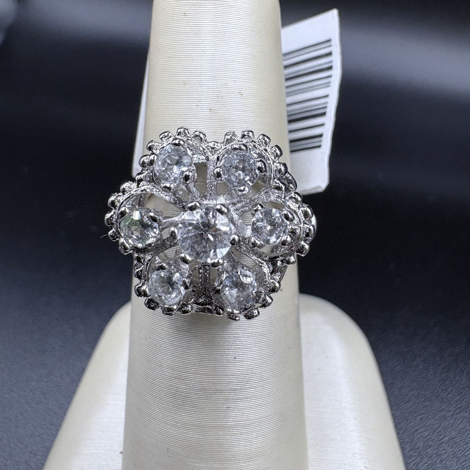 STERLING SILVER GOLD PLATED FLORAL CZ RING SIZE 6