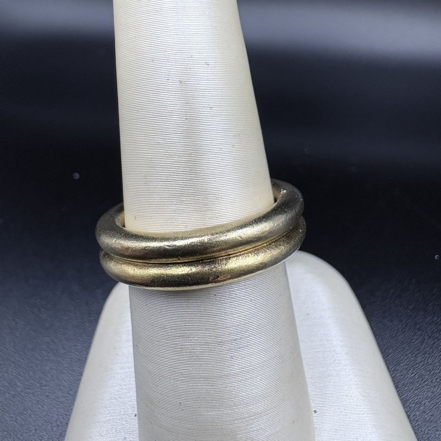 STERLING SILVER GOLD BRUSHED DOUBLE BAND SIZE 6