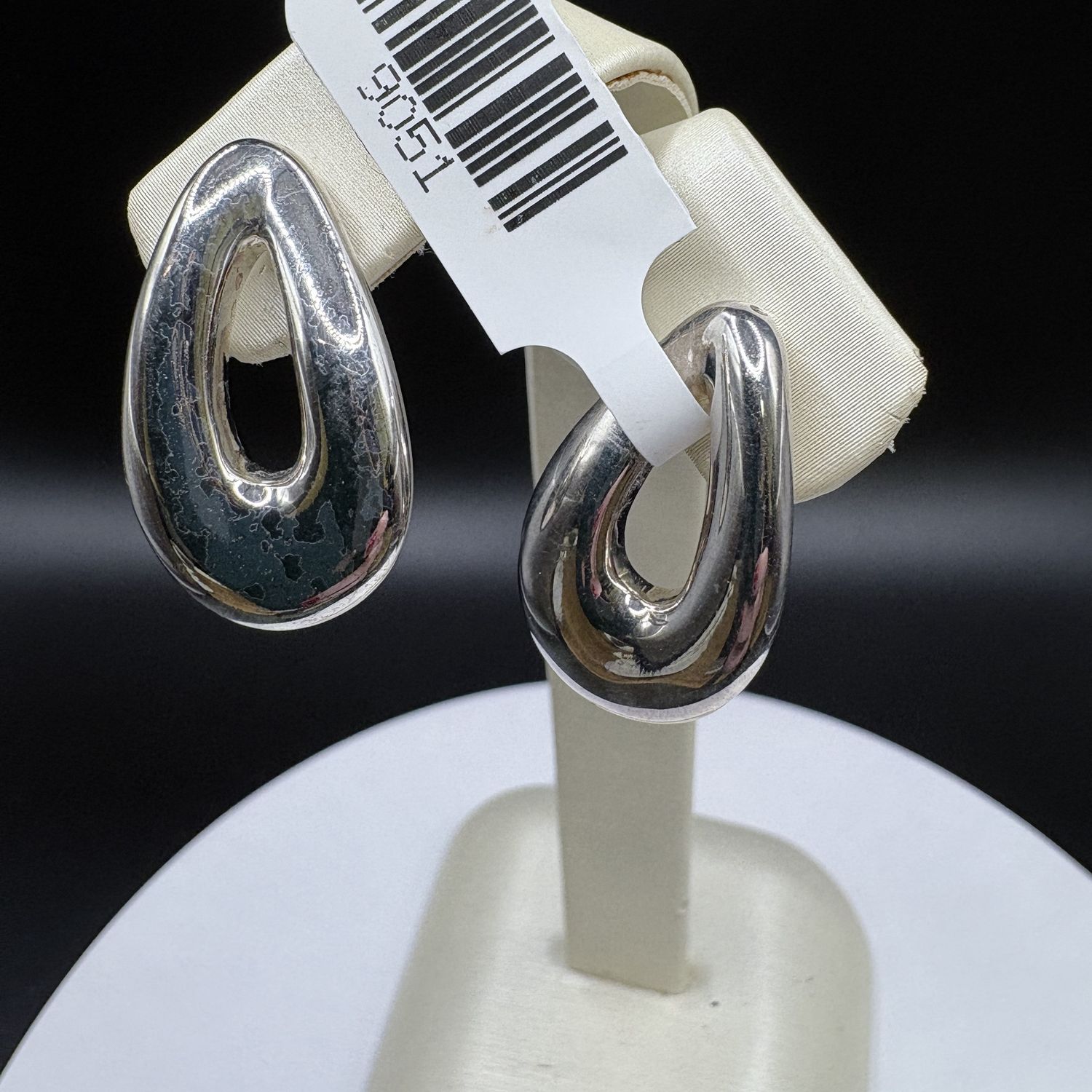 STERLING SILVER OPEN BEAN EARRING