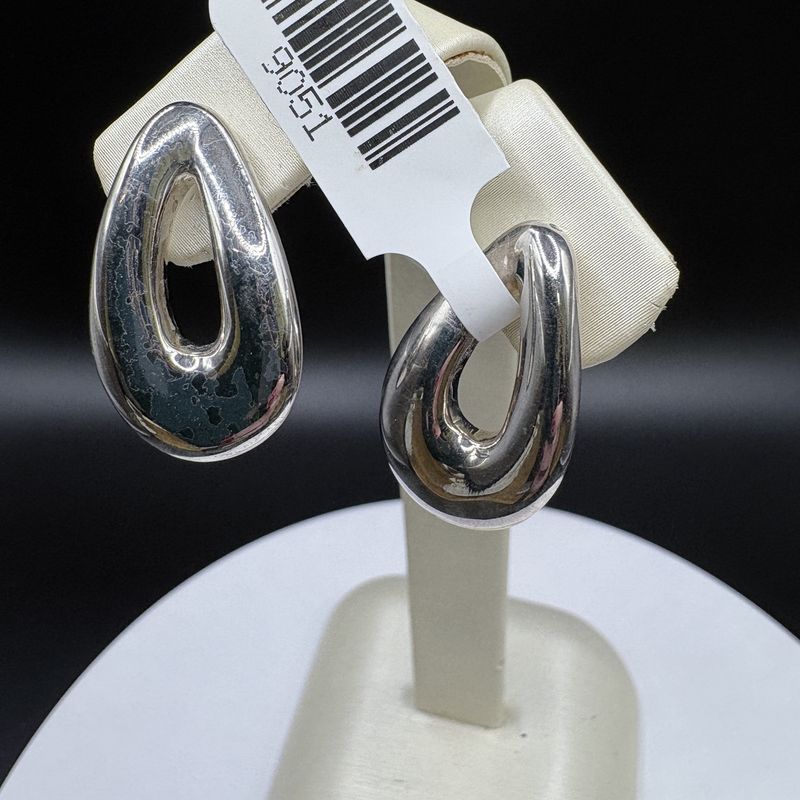 STERLING SILVER OPEN BEAN EARRING