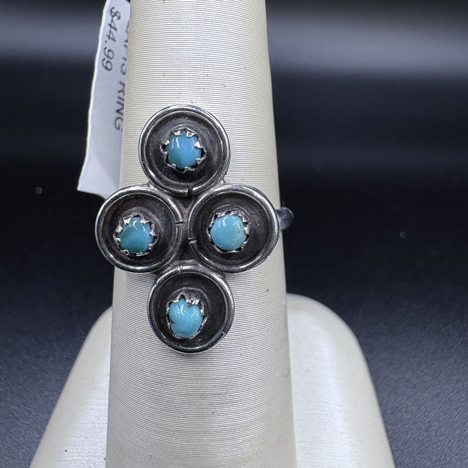 STERLING SILVER TURQUOISE RING SIZE 4