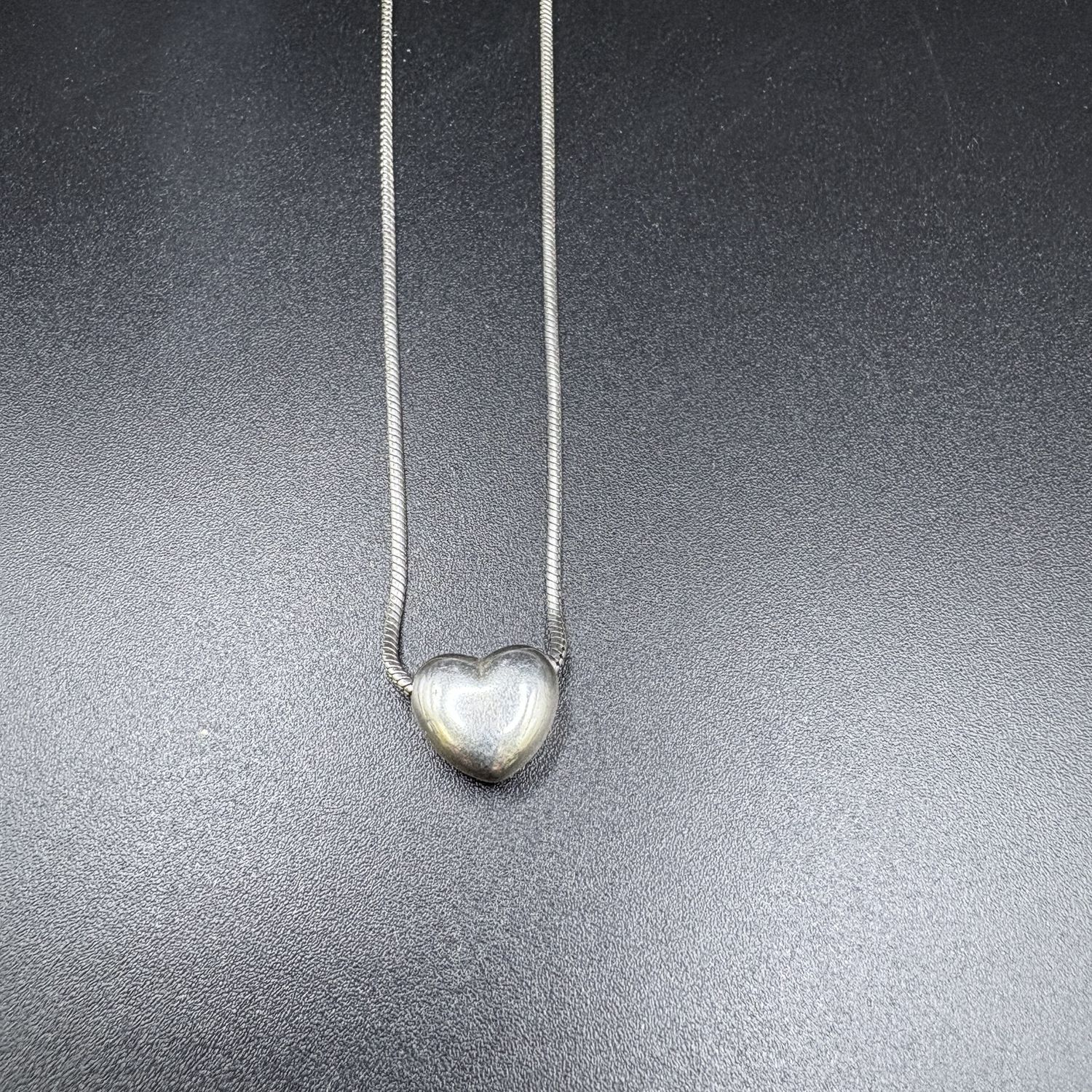 STERLING SILVER PUFFY HEART ON CHAIN 20"