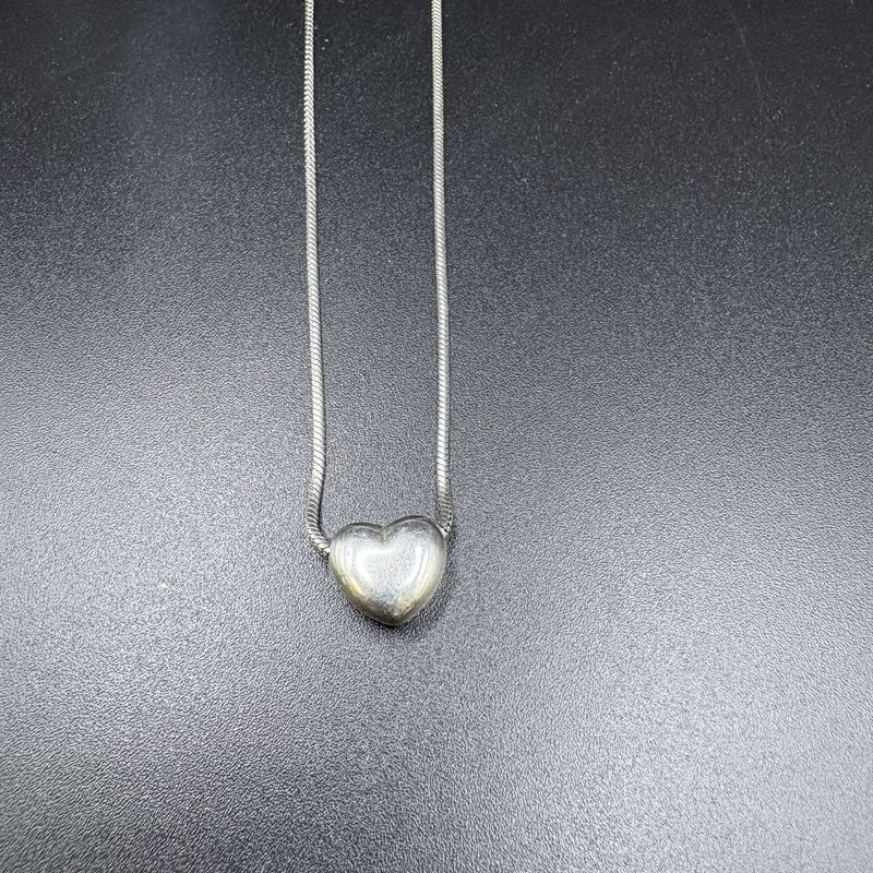 STERLING SILVER PUFFY HEART ON CHAIN 20"