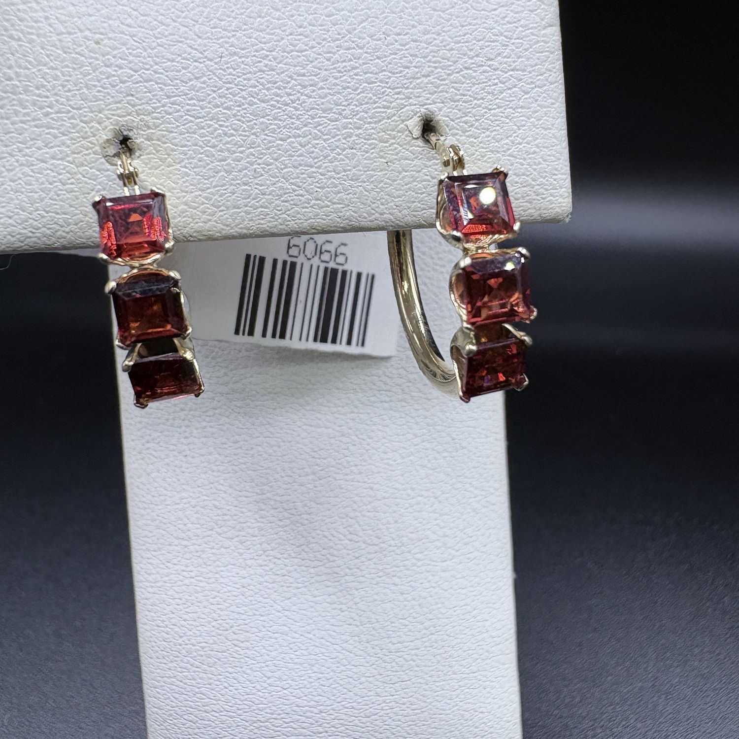 14K GARNET HOOP EARRINGS