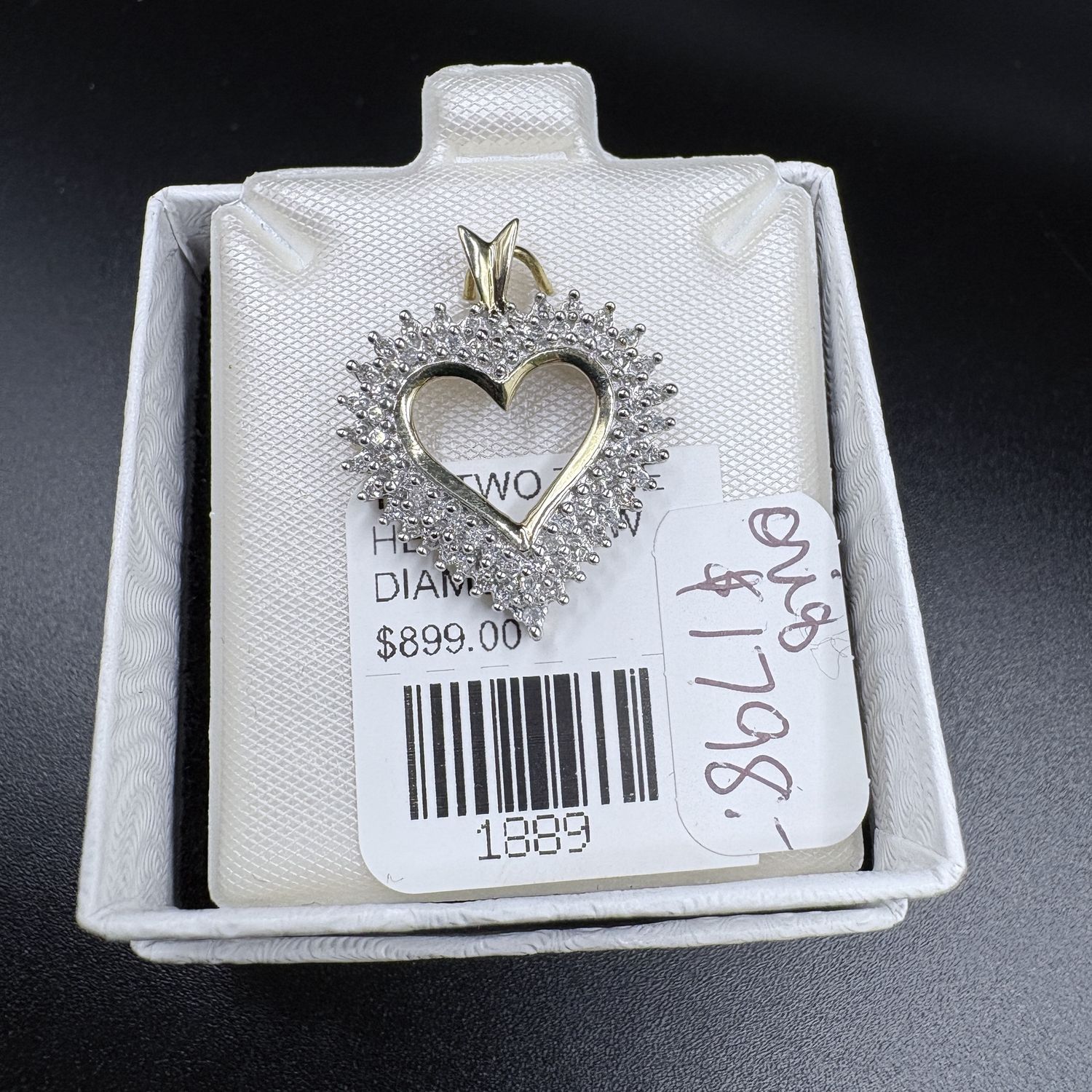 10K TWO TONE HEART 1 CTW  DIAMOND PENDANT