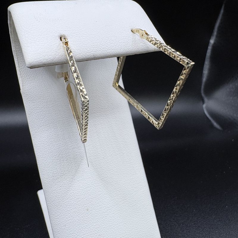 14K YELLOW GOLD DIAMOND CUT SQUARE HOOPS