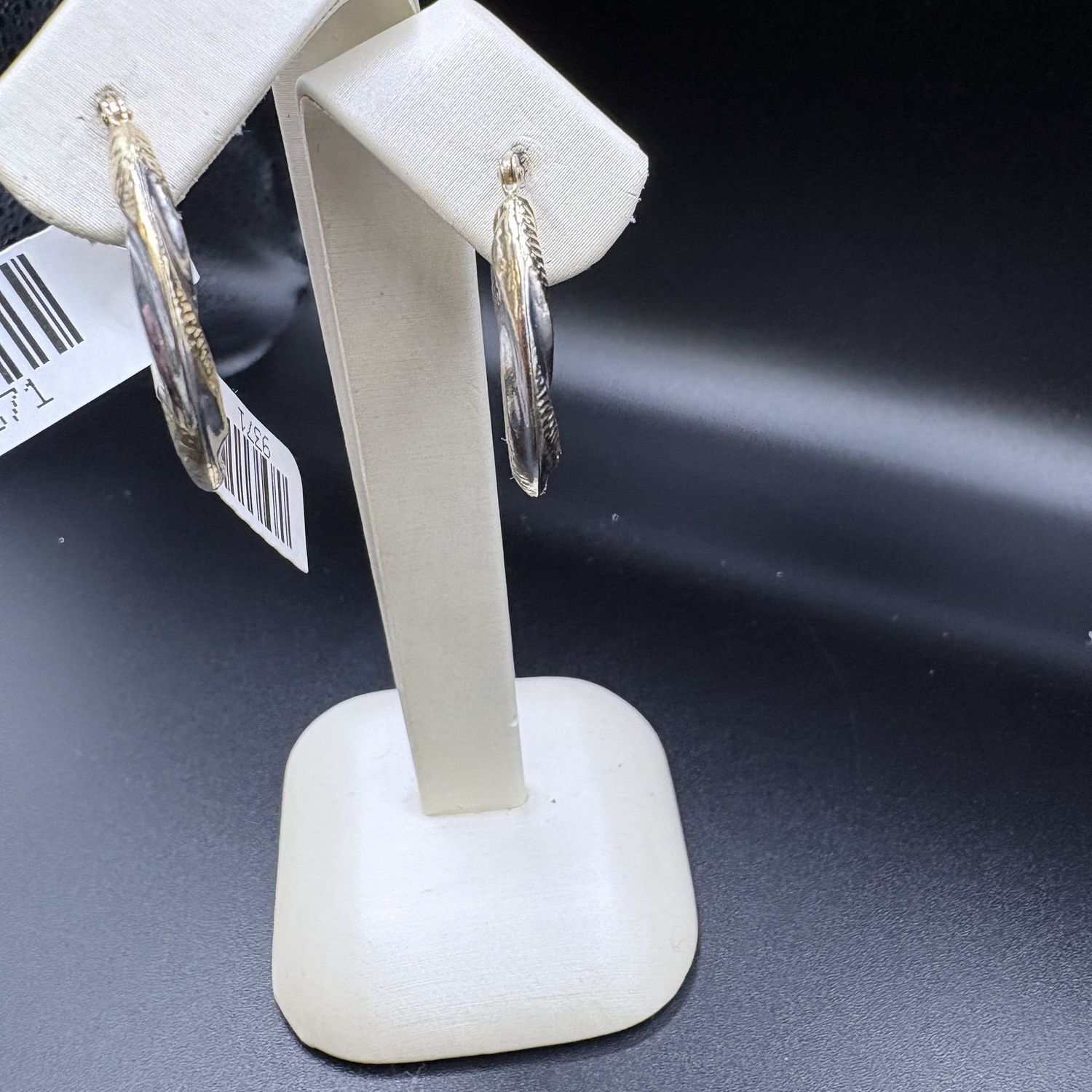 14K TWO TONE TWIST HOOP EARRINGS