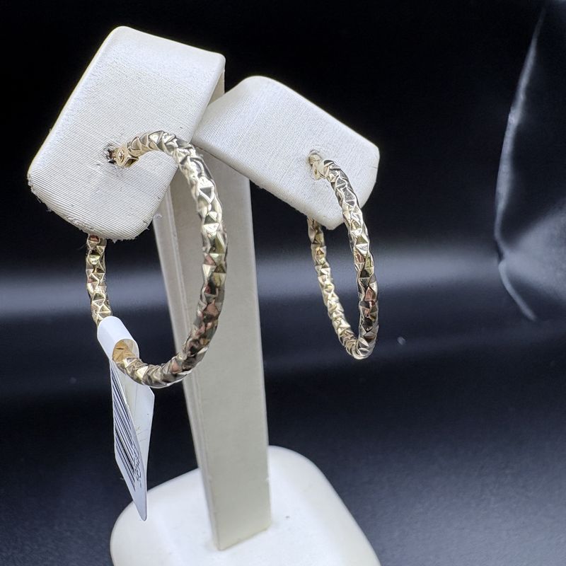 14K DIAMOND CUT 1 IN HOOPS