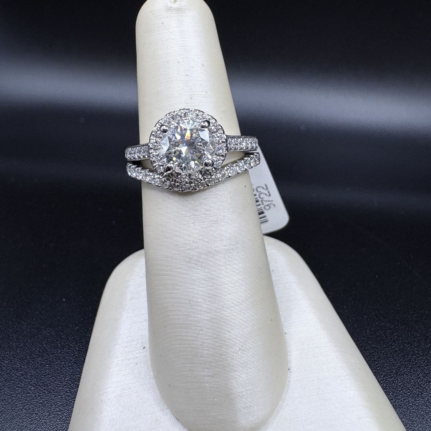 14K GABRIEL CO 1CT VS2-G NATURAL DIAMOND CENTER, 0.47 ADDITIONAL DIAMONDS IN MOUNTING AND  WEDDING BAND, SOLD AS A SET TCW 1.6 CARATS