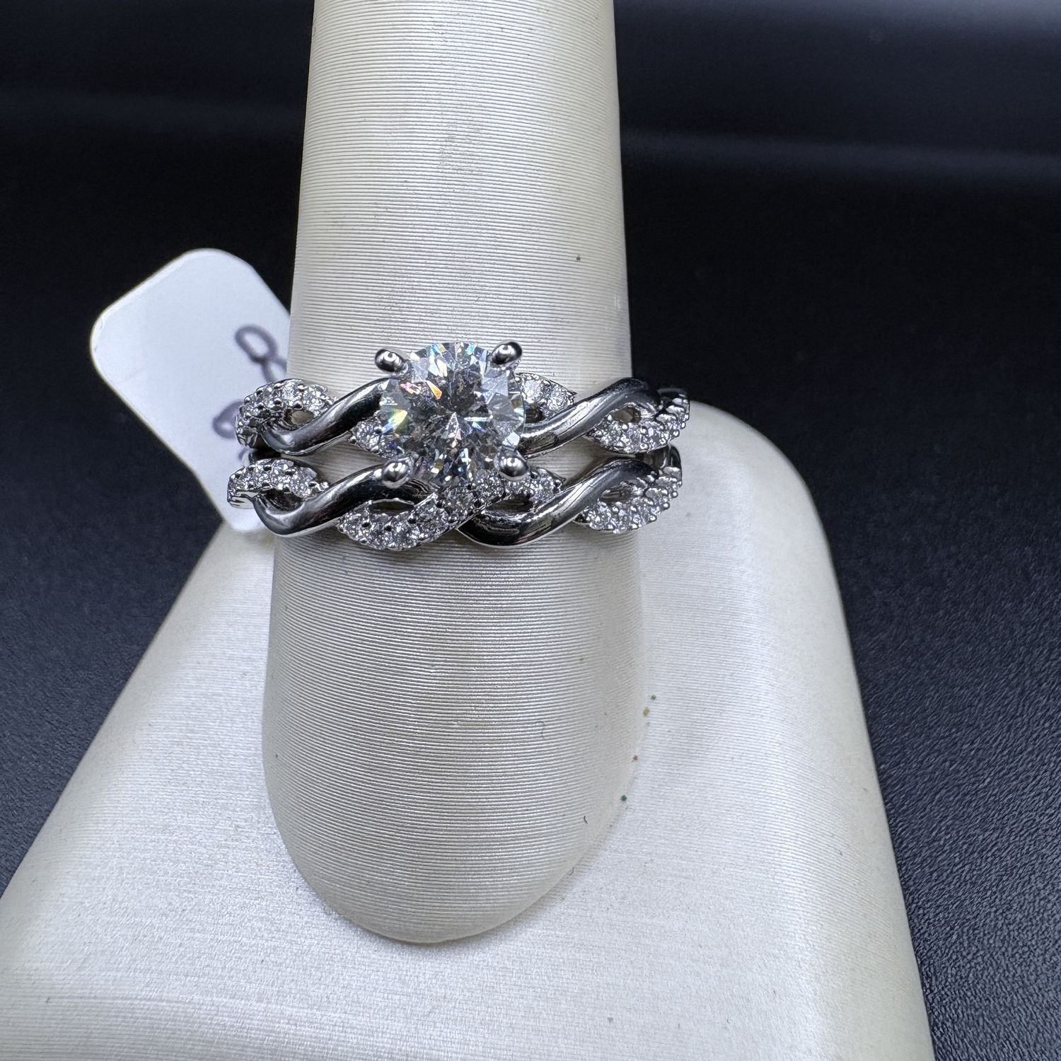 14K 1.08 CARAT NATURAL DIAMOND WEDDING SET. 0.70CENTER TWIST DESIGN
