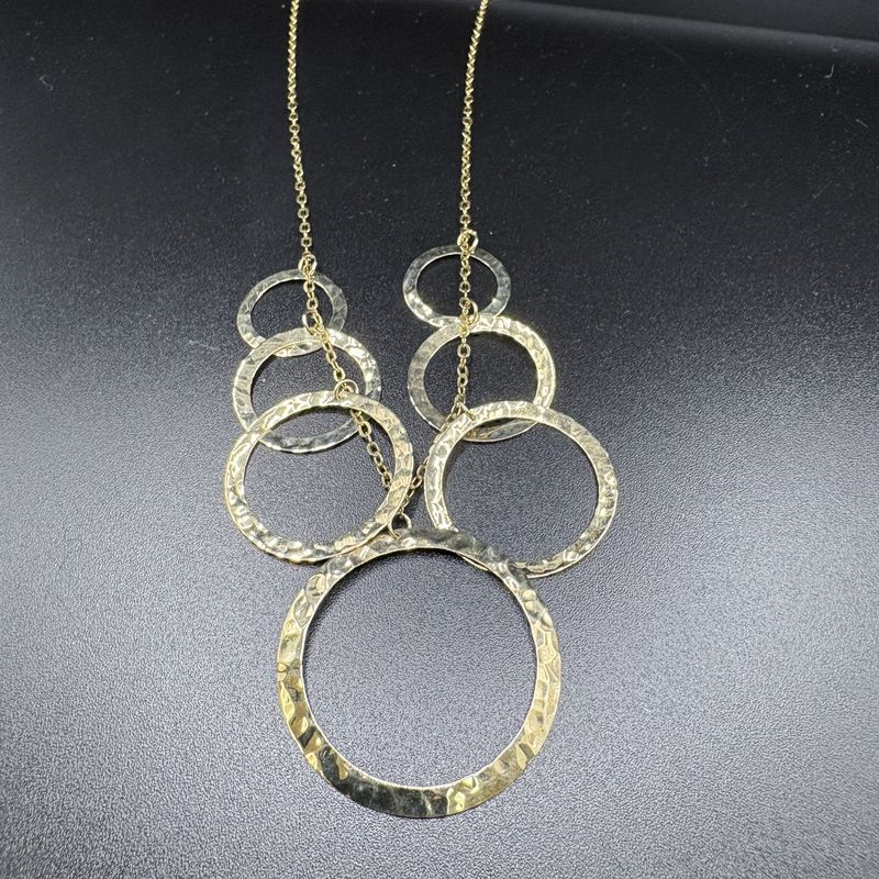 14K HAMMERED GOLD RING  FASHION NECKLACE 18"