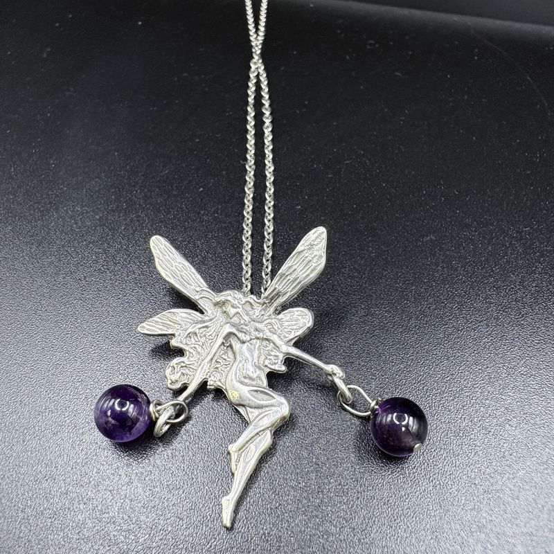 STERLING SILVER DANCING FAIRY PENDANT AND CHAIN