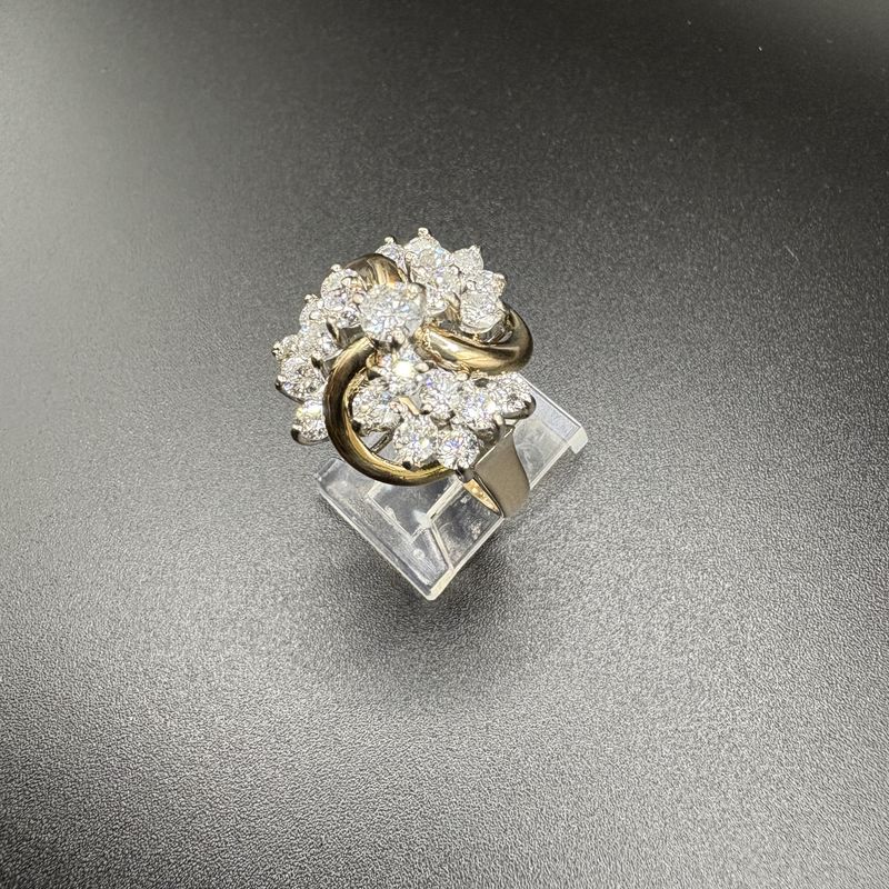 14K 1.77 CTW ROUND DIAMOND CLUSTER RING, SIZE 7, 9.08G