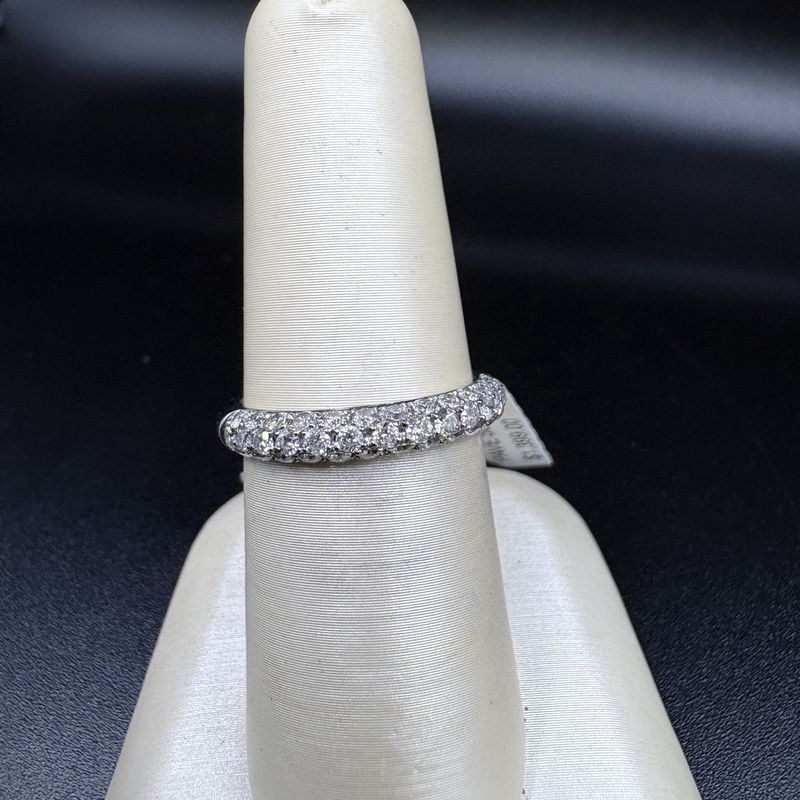 14K 1.36 CARAT ROUND PAVE SET BAND, SIZE 6.5, 2.57G