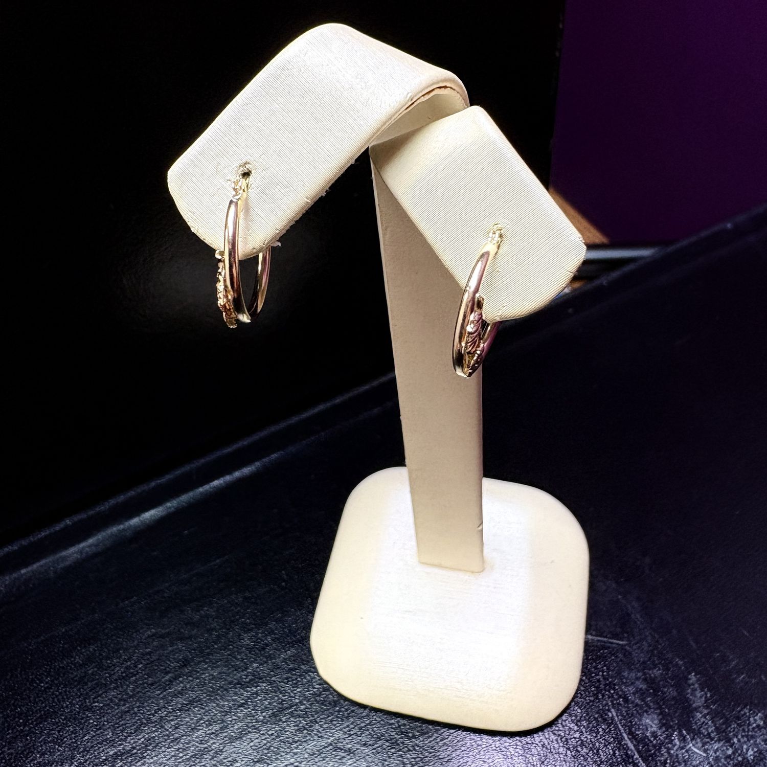 14K ROSE GOLD FLOWER HOOP EARRINGS