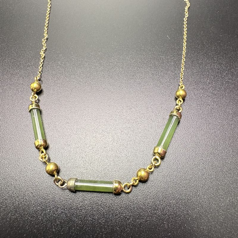 GOLD FILLED 3 JADE 16" NECKLACE