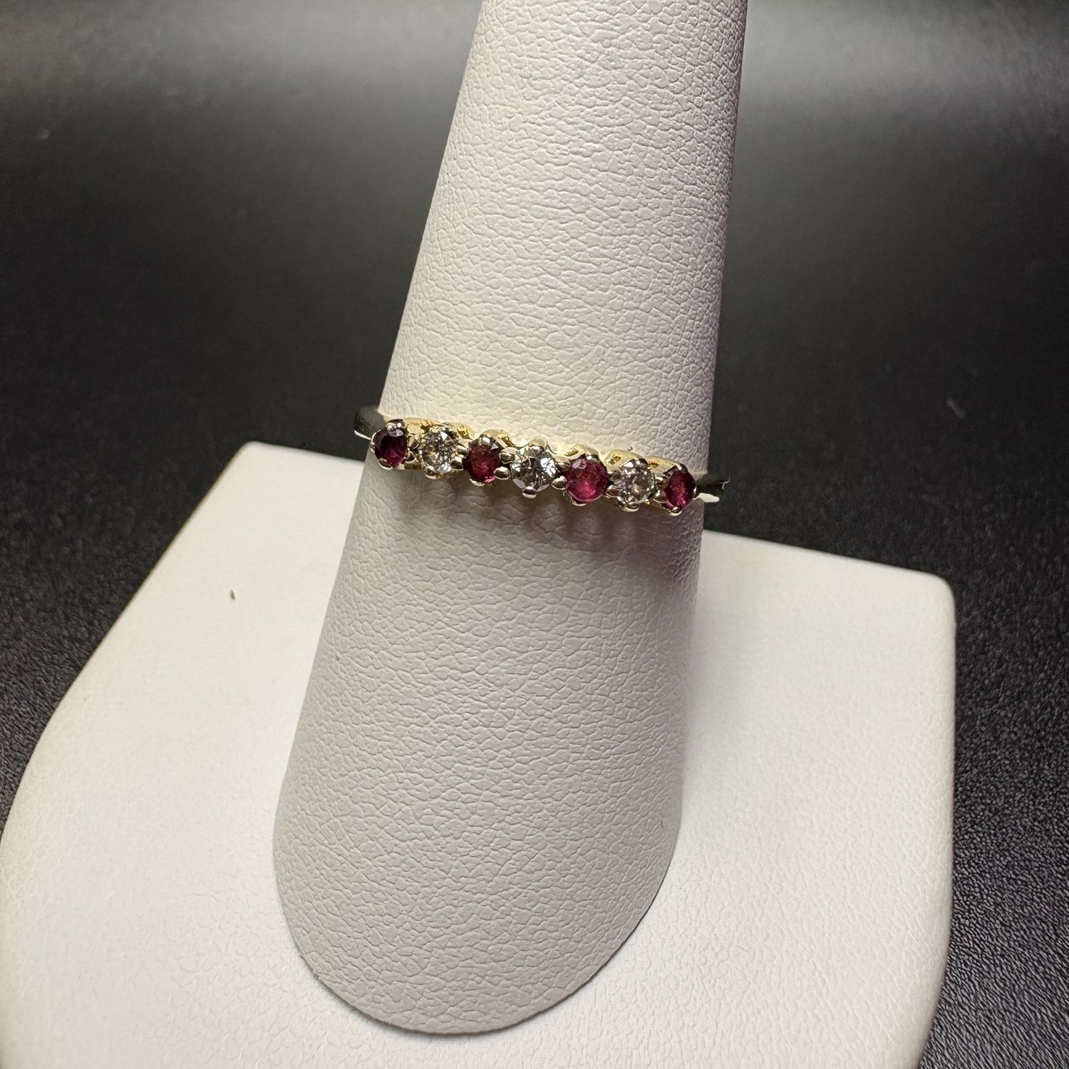 14K RUBY AND DIAMOND BAND 8.75