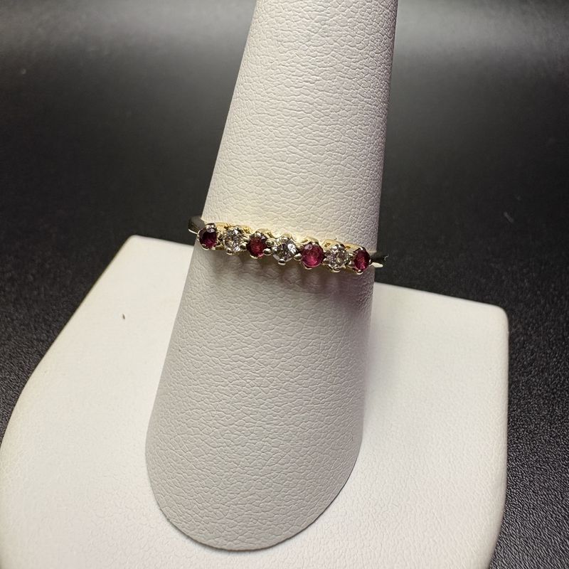 14K RUBY AND DIAMOND BAND 8.75