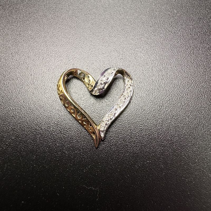 10K TWO TONE HEART PENDANT