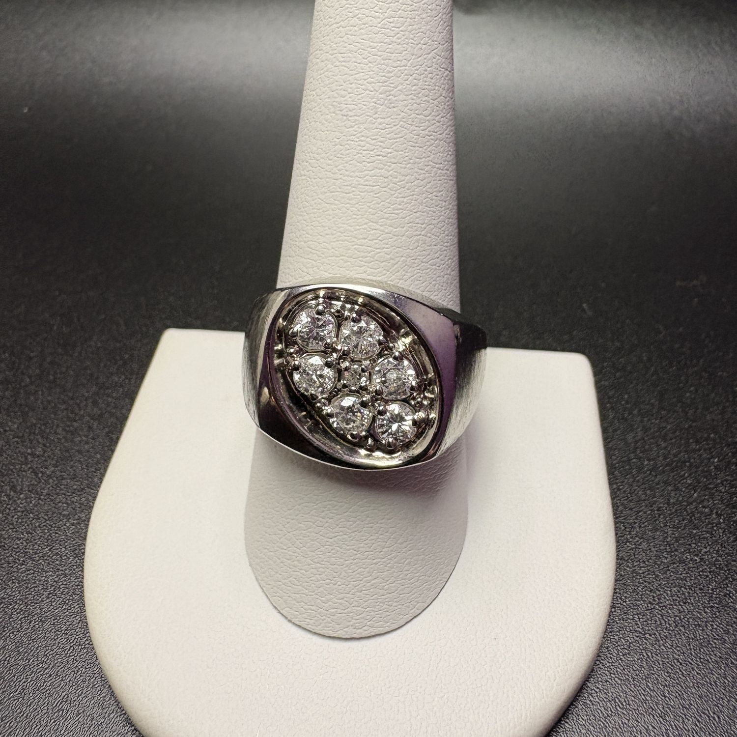 10K 7 ROUND 1.25CTW DIAMOND  WIDE BAND RING SIZE 10