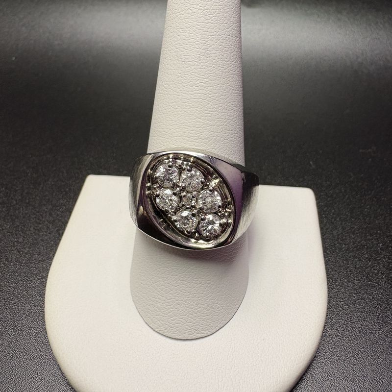 10K 7 ROUND 1.25CTW DIAMOND  WIDE BAND RING SIZE 10