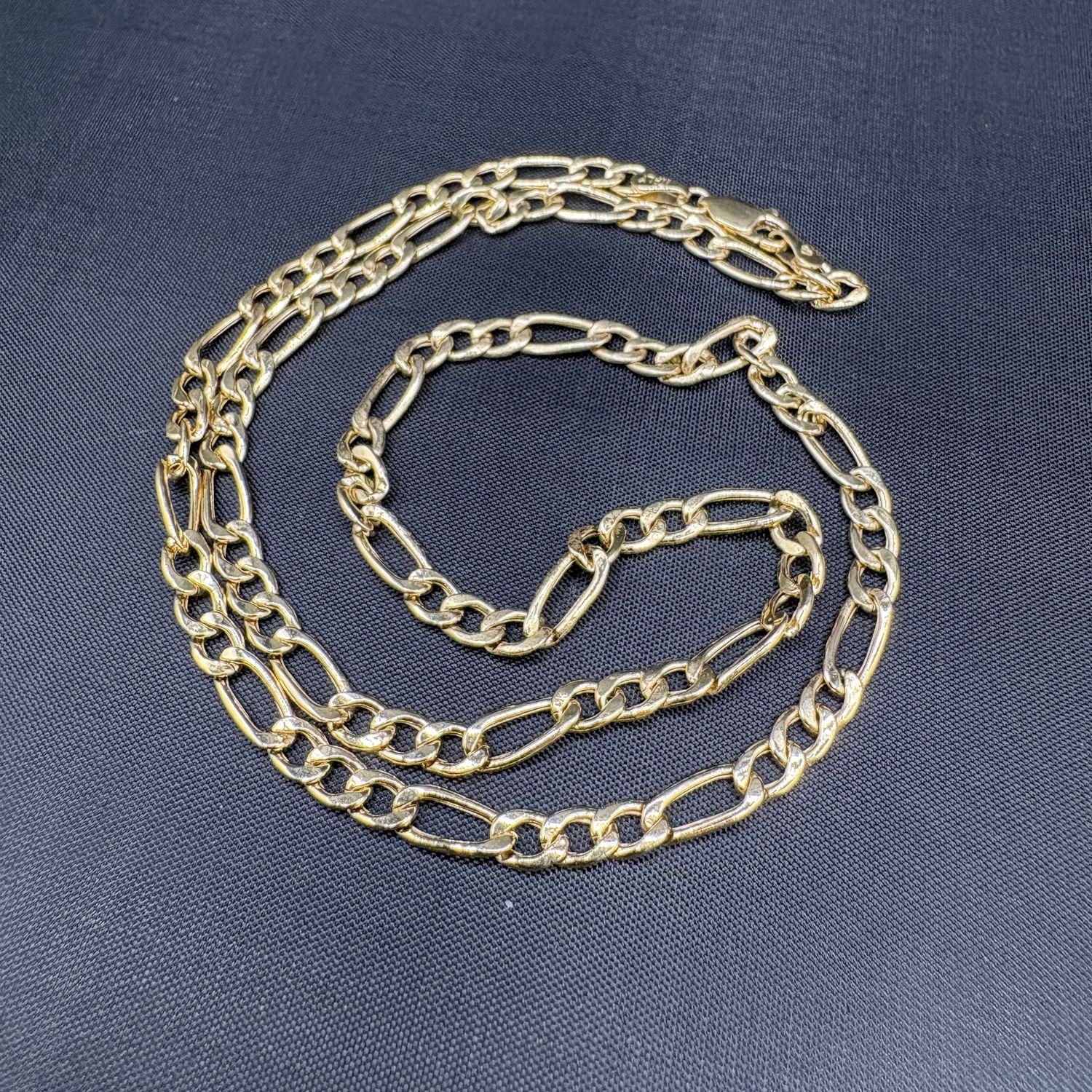 14KY FIGARO CHAIN, 4.3 MM WIDE, 18 INCHES, 5.6 GRAMS