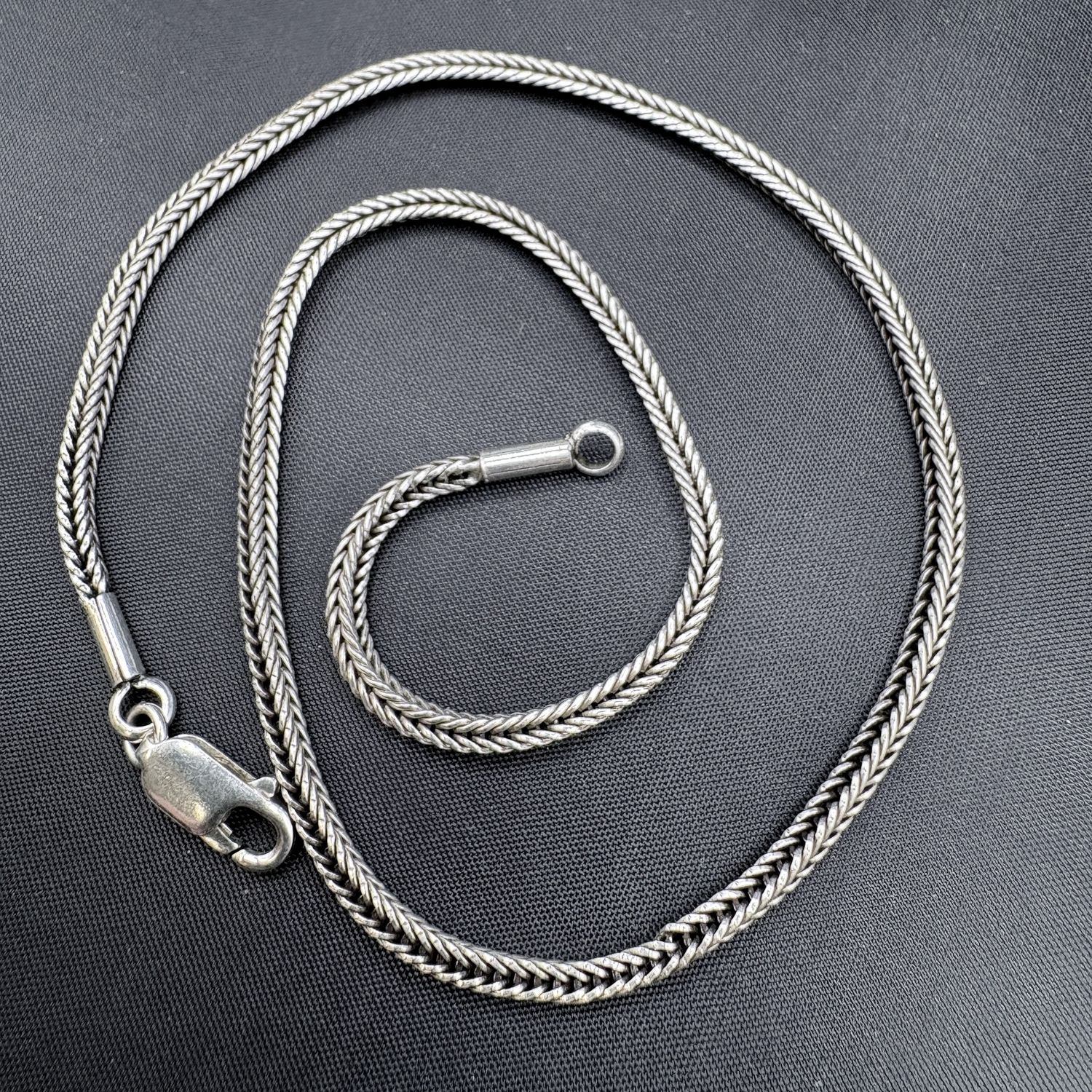 STERLING SILVER BRAIDED SQUARE WHEAT CHAIN, 16 INCHES, 11.4 GRAMS