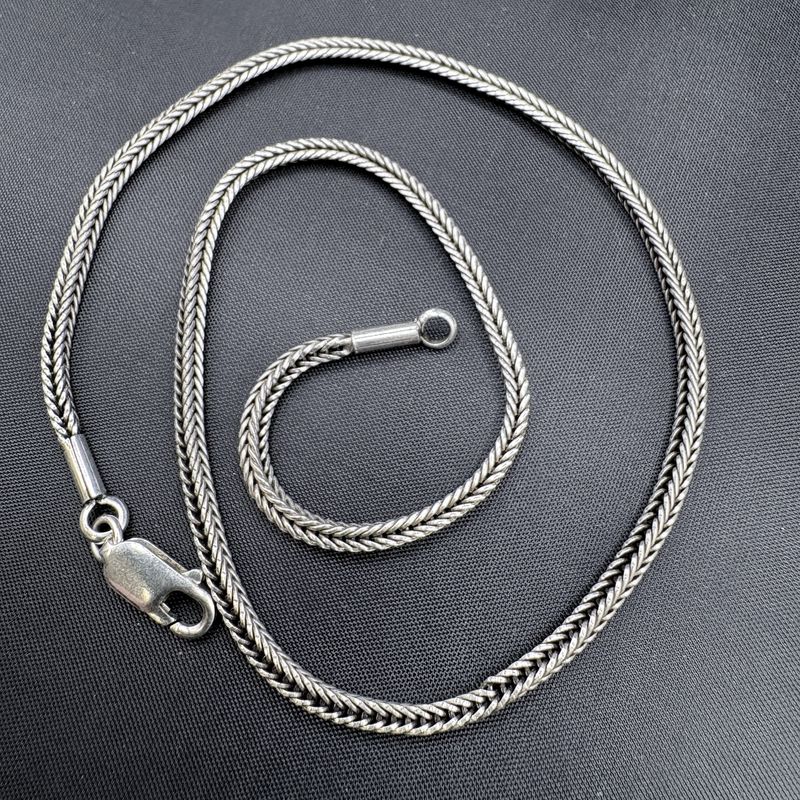 STERLING SILVER BRAIDED SQUARE WHEAT CHAIN, 16 INCHES, 11.4 GRAMS