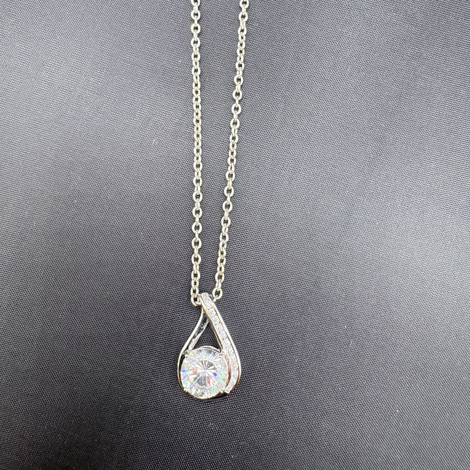 STERLING  CZ ROUND CUT, ROLO CHAIN 18 IN, 7.3G