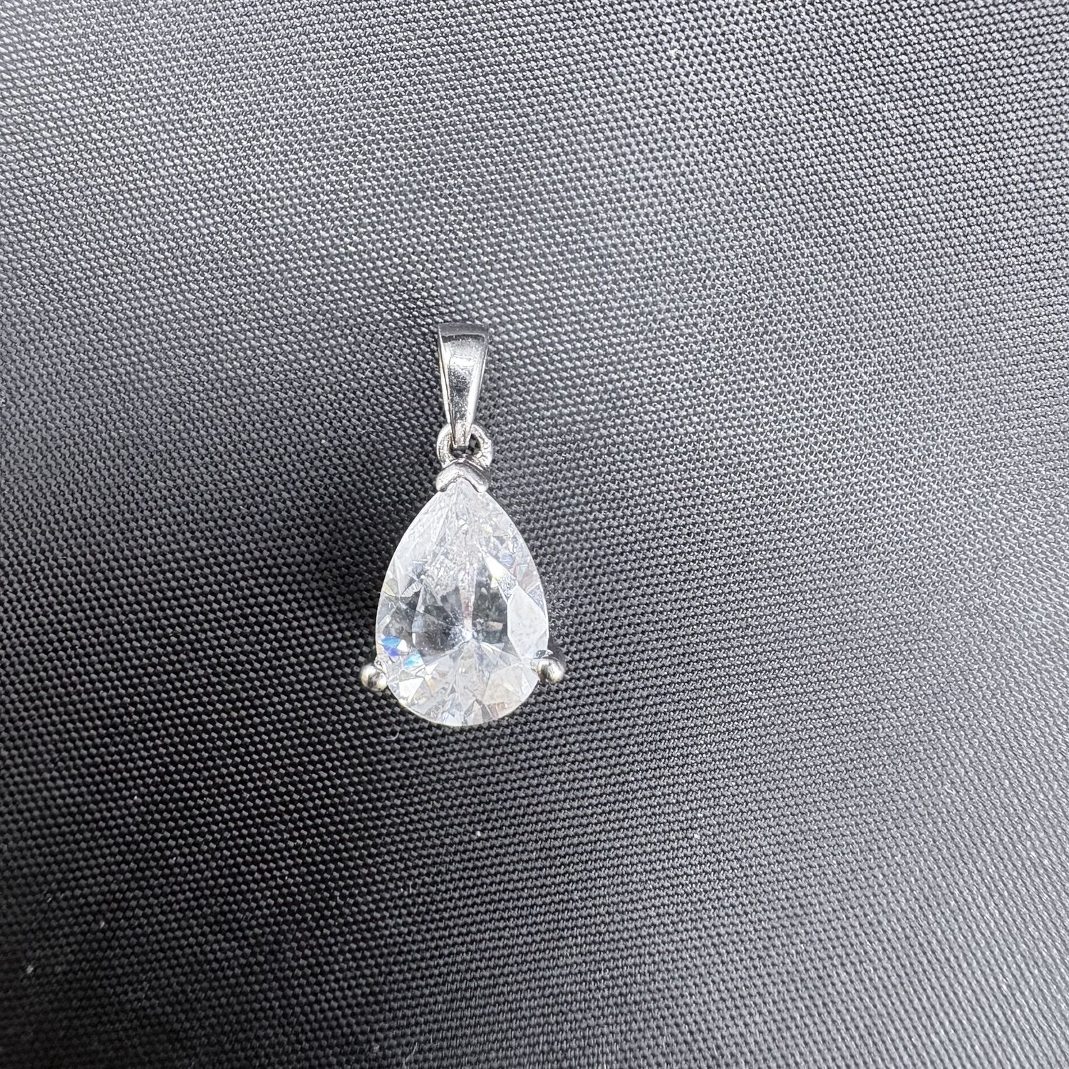 STERLING SILVER CZ PEAR SHAPE PENDANT