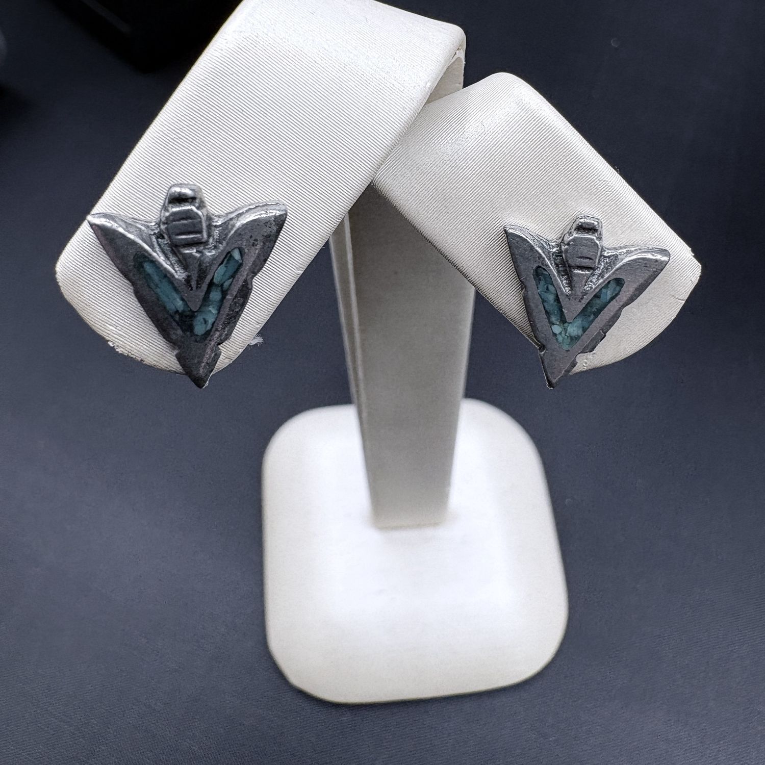 STERLING SILVER INLAY STUD EARRINGS