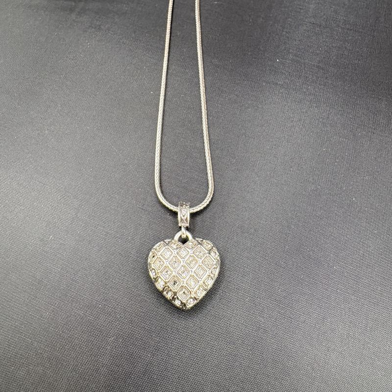 BRIGHTON SILVER TONE PUFF HEART PENDANT