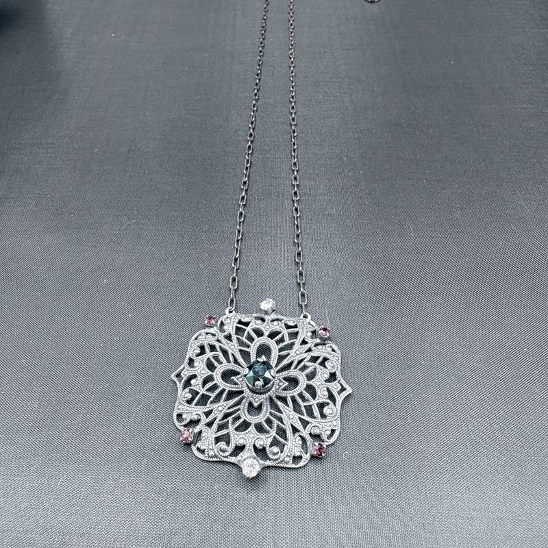 "SABIKA" ART DECO NECKLACE WITH RED STONES NECKLACE