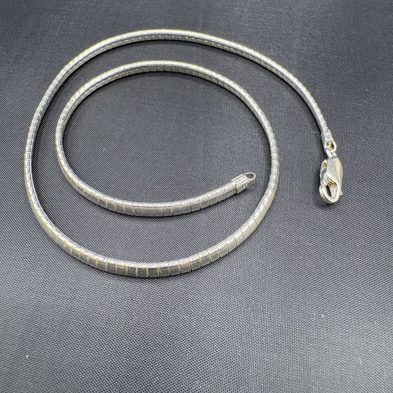 STERLING SILVER 4MM OMEGA NECKLACE, 16 INCHES, 20.5 GRAMS