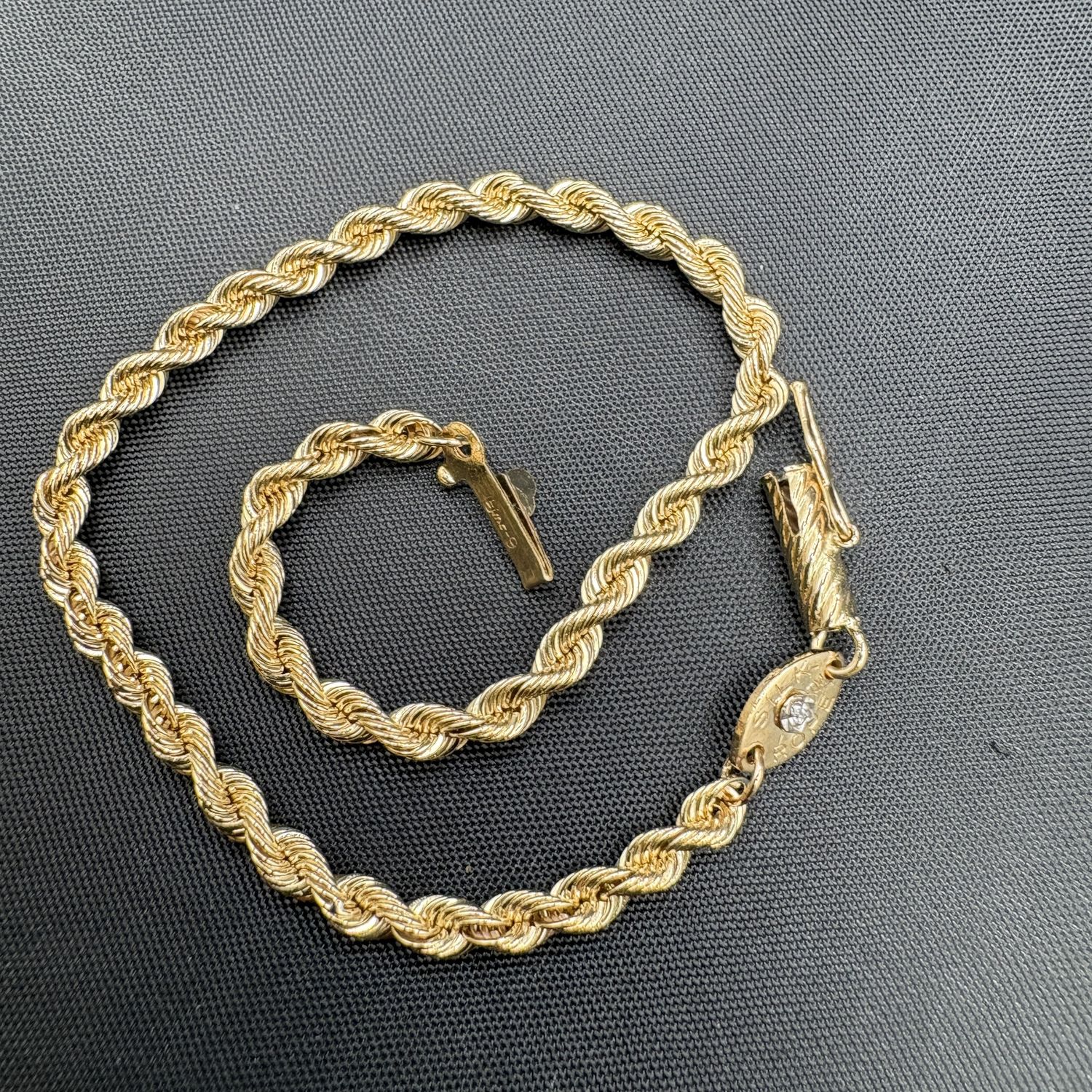 14K 7.5" SILK  ROPE BRAND 3MM BRACELET